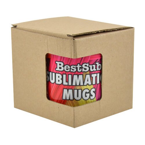 Krabička na hrnek 330 ml - hnědá s okénkem