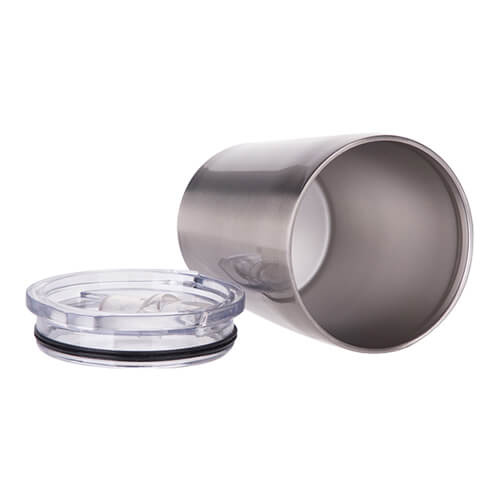 Kovový hrnek 240 ml na mléko s víčkem pro sublimaci - stříbrný