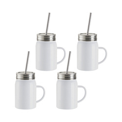 Sada 4 kovových hrnků Mason Jar 500 ml k potisku