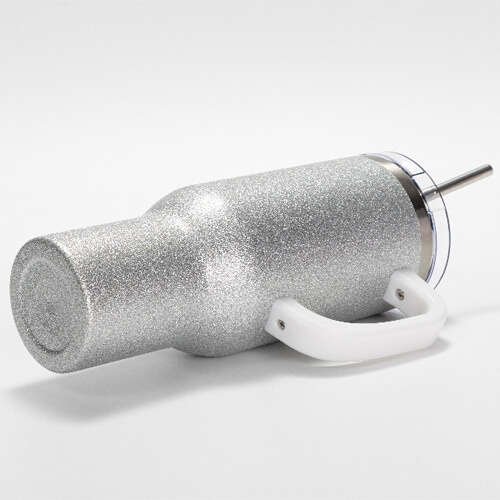 Nerezový hrnek 1200 ml s víčkem a brčkem - stříbrný (pro sublimaci)