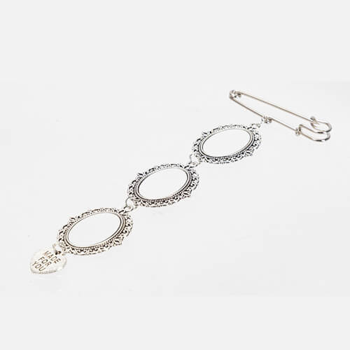 Trojitá oválná brož - spínací špendlík s přívěskem ve tvaru srdce pro sublimaci