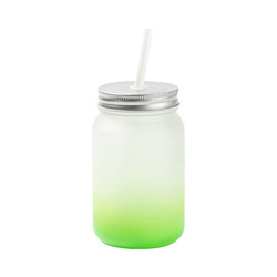 Mason Jar 450ml matný hrnek bez ucha pro sublimaci - zelený gradient