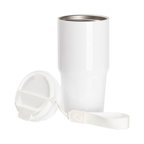 Hrnek 600 ml s dvojitou stěnou a víčkem s poutkem - bílý (pro sublimaci)