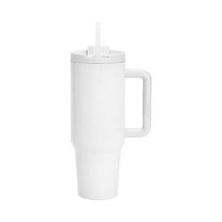 Hrnek 1200 ml s brčkem a šedým uchem pro sublimaci - stříbrný