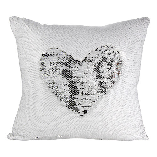 Povlak na polštář 40 x 40 cm s flitry pro sublimaci - bílý