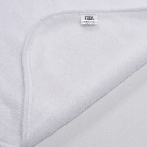 Deka Minky s kapucí 150 x 130 cm pro sublimaci - bílá