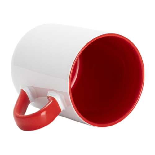 Sublimační hrnek 325 ml - s červeným vnitřkem a uchem