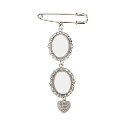 Dvojitá oválná brož - spínací špendlík s přívěskem ve tvaru srdce pro sublimaci