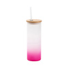 500 ml matný hrnek s bambusovým víčkem a brčkem pro sublimaci - fialový gradient
