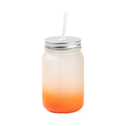 Mason Jar 450ml matný hrnek bez ucha pro sublimaci - oranžový gradient