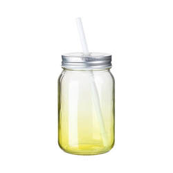 Skleněný hrnek Mason Jar 450 ml bez ucha pro sublimaci - limetkově zelený gradient
