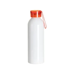 Bílá sportovní láhev na vodu o objemu 750 ml s červeným uzávěrem a sublimačním proužkem