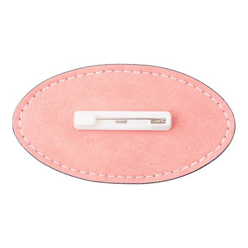 Kožený oválný odznak 8,2 x 4,4 cm pro sublimaci - růžový