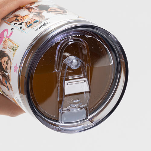 Nerezový cestovní hrnek 600 ml s víčkem a brčkem pro sublimaci - bílý