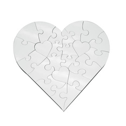 Puzzle z MDF 17 x 17 cm (23 dílků) ve tvaru srdce - pro sublimaci