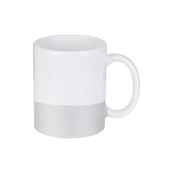 Hrnek 330 ml se třpytivým proužkem pro sublimaci - stříbrný