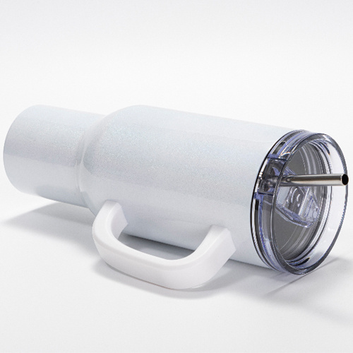 Nerezový hrnek 1200 ml s víčkem a brčkem - duhový bílý (pro sublimaci)