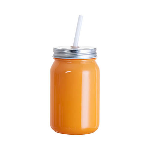 Skleněný hrnek Mason Jar Full Color 450 ml bez očka pro sublimaci - oranžový
