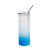 750 ml matný hrnek s plastovým víčkem a brčkem pro sublimaci - modrý gradient