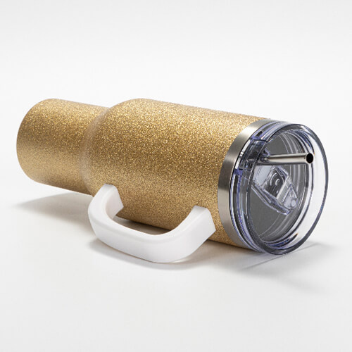 Nerezový hrnek 1200 ml s víčkem a brčkem - brokátový (pro sublimaci)