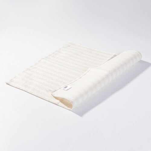 Lněná podložka na stůl 45 x 40 cm krémová se žlutými pruhy pro sublimaci