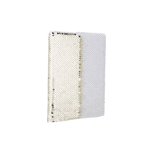 Zápisník A5 s obalem s dvoubarevnými flitry pro sublimaci - zlatý