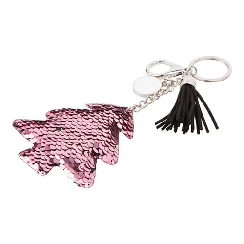 Přívěsek na klíče pro sublimaci - růžový vánoční stromek