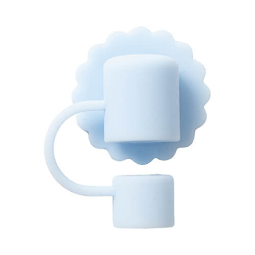 Silikonové víčko na brčko Ø 0,8 cm pro sublimaci - modrá květina