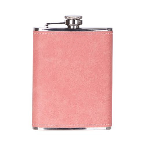 240ml kovová likérka (placatka) s růžovým koženým potahem pro sublimaci