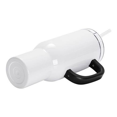 Nerezový cestovní hrnek 1200 ml s černým uchem - bílý (pro sublimaci)