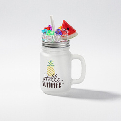 Hrnek z matného skla Mason Jar pro sublimaci - umělý led a meloun