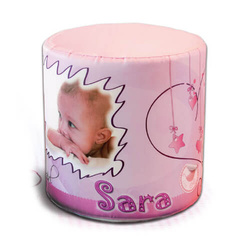 Dvoubarevný saténový povlak na kulatý puf pro sublimaci - růžový