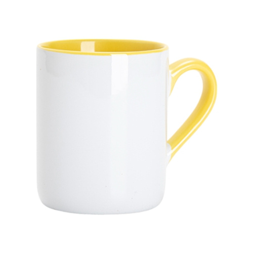 Sublimační hrnek 325 ml - se žlutým vnitřkem a uchem