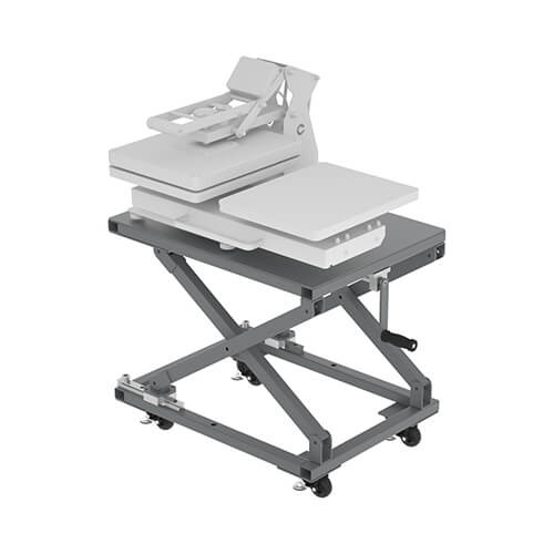 Univerzální nastavitelný stojan pro tepelný lis na kolečkách