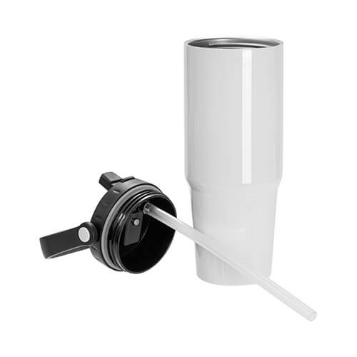 Cestovní hrnek z nerezové oceli o objemu 900 ml s víčkem a náustkem pro sublimaci - bílý