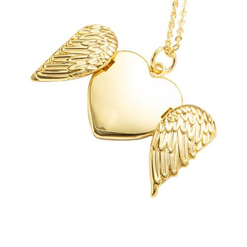 Srdce Angel Wings náhrdelník pro sublimaci - zlatý