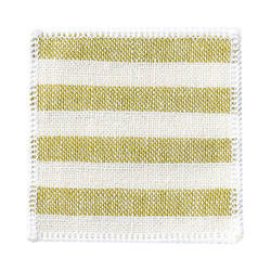 Lněná podložka pod hrnek 10 x 10 cm krémová se světle zelenými pruhy pro sublimaci