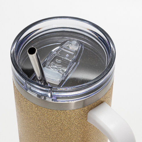 Nerezový hrnek 1200 ml s víčkem a brčkem - brokátový (pro sublimaci)