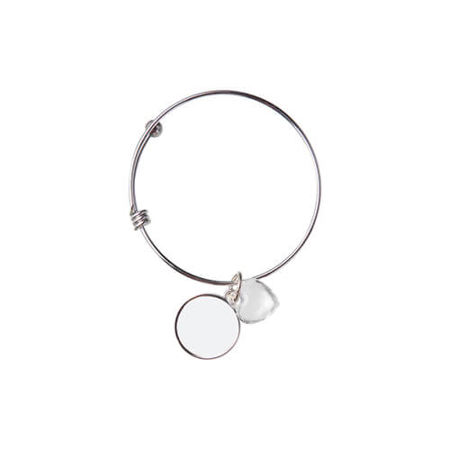 Náramek s kuličkou, křišťálovým srdcem a kulatým přívěskem pro sublimaci