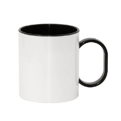 Plastový hrnek FUNNY 330 ml s černým vnitřkem a uchem (pro sublimaci)