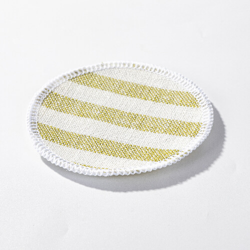 Lněná podložka pod hrnek Ø 10 cm krémová se světle zelenými pruhy pro sublimaci