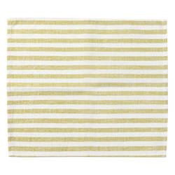 Lněná podložka na stůl 45 x 40 cm krémová se světle zelenými pruhy pro sublimaci