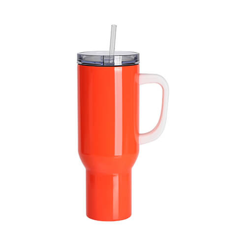 Nerezový cestovní hrnek 1200 ml - neonově oranžový (pro sublimaci)