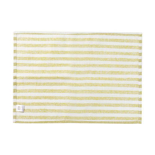 Lněná podložka na stůl 50 x 35,5 cm krémová se světle zelenými pruhy pro sublimaci