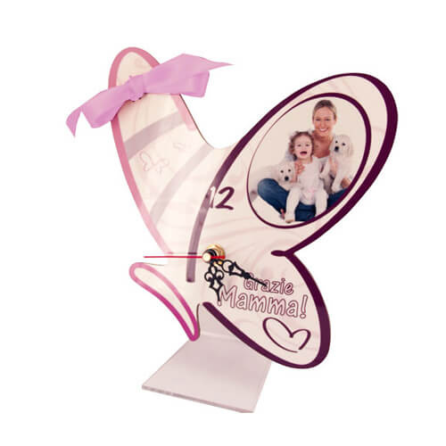 Stojanové hodiny z MDF - motýl - sublimační termotransfer