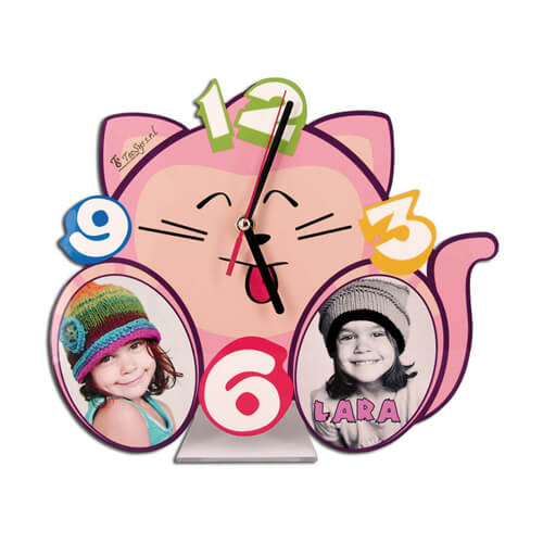 Stojanové hodiny z MDF - Kočka - Sublimační termotransferový tisk