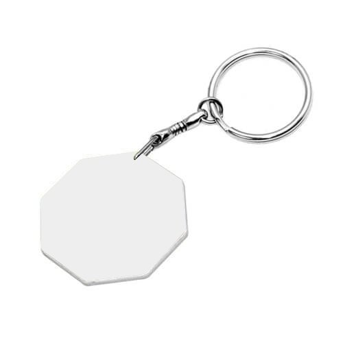 Plastový osmihranný kroužek na klíče Bílá Sublimace Termotransfer