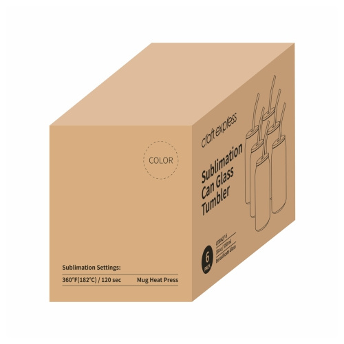 Sada 6 sklenic o objemu 550 ml s brčkem a bambusovým víčkem pro sublimaci