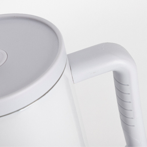 Nerezový cestovní hrnek 1200 ml s uchem a brčkem - popelavě bílý