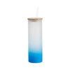 600ml matný hrnek s bambusovým víčkem a brčkem pro sublimaci - modrý gradient